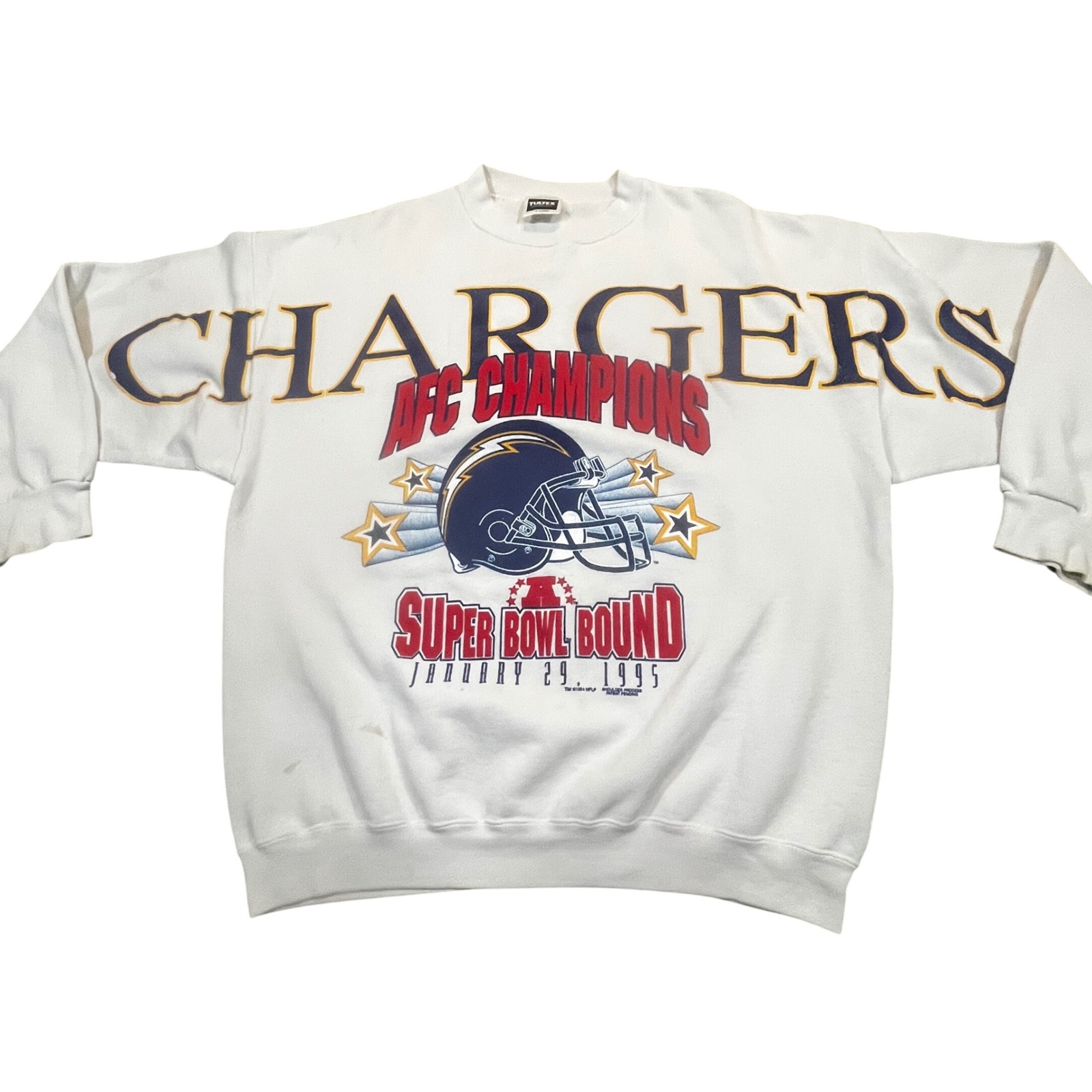 Rare Vintage 1995 San Diego Chargers Champions Super Bowl Sweatshirt Tultex Xl